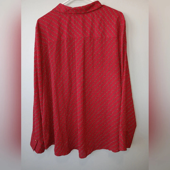 Liz Claiborne womens XXL red heart button down long sleeve blouse office wear - Picture 2 of 10